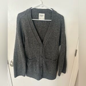 Abercrombie & Fitch Charcoal Gray V‑Neck Button Front Cardigan